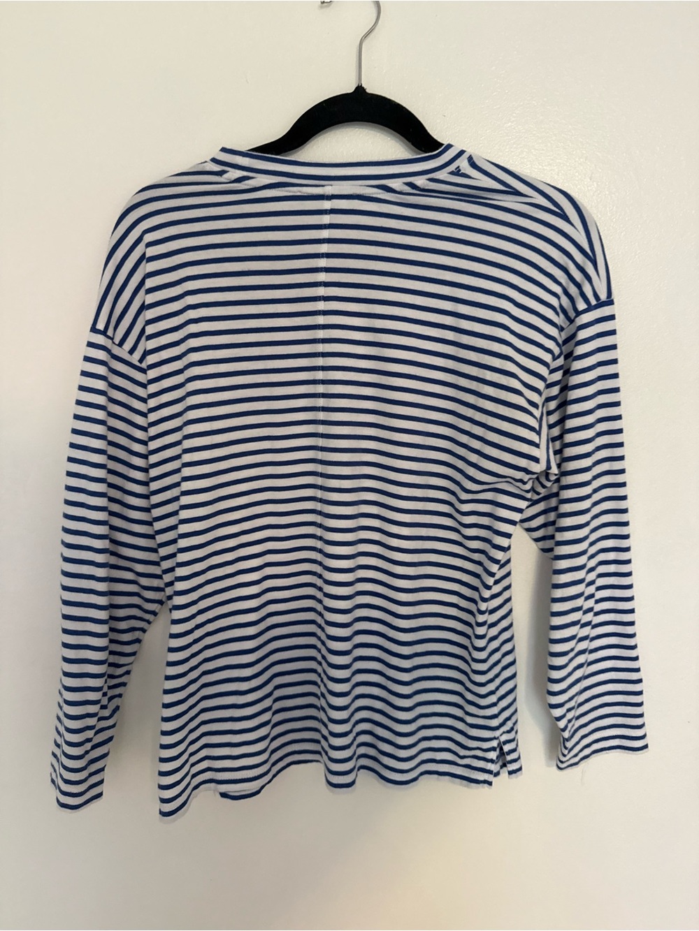 AYR Blouse Port Tee Long Sleeve Crewneck in Striped Blue - Picture 4 of 4